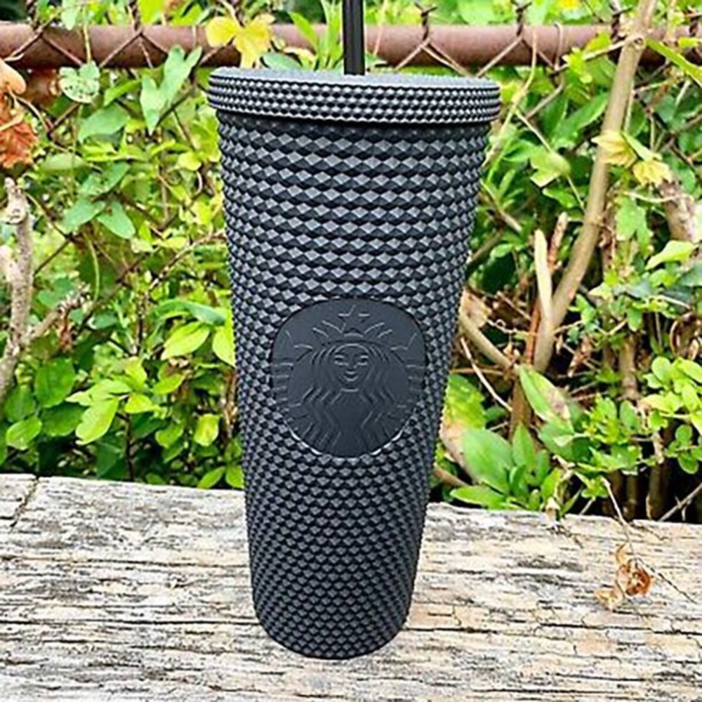Black studded Starbucks cup